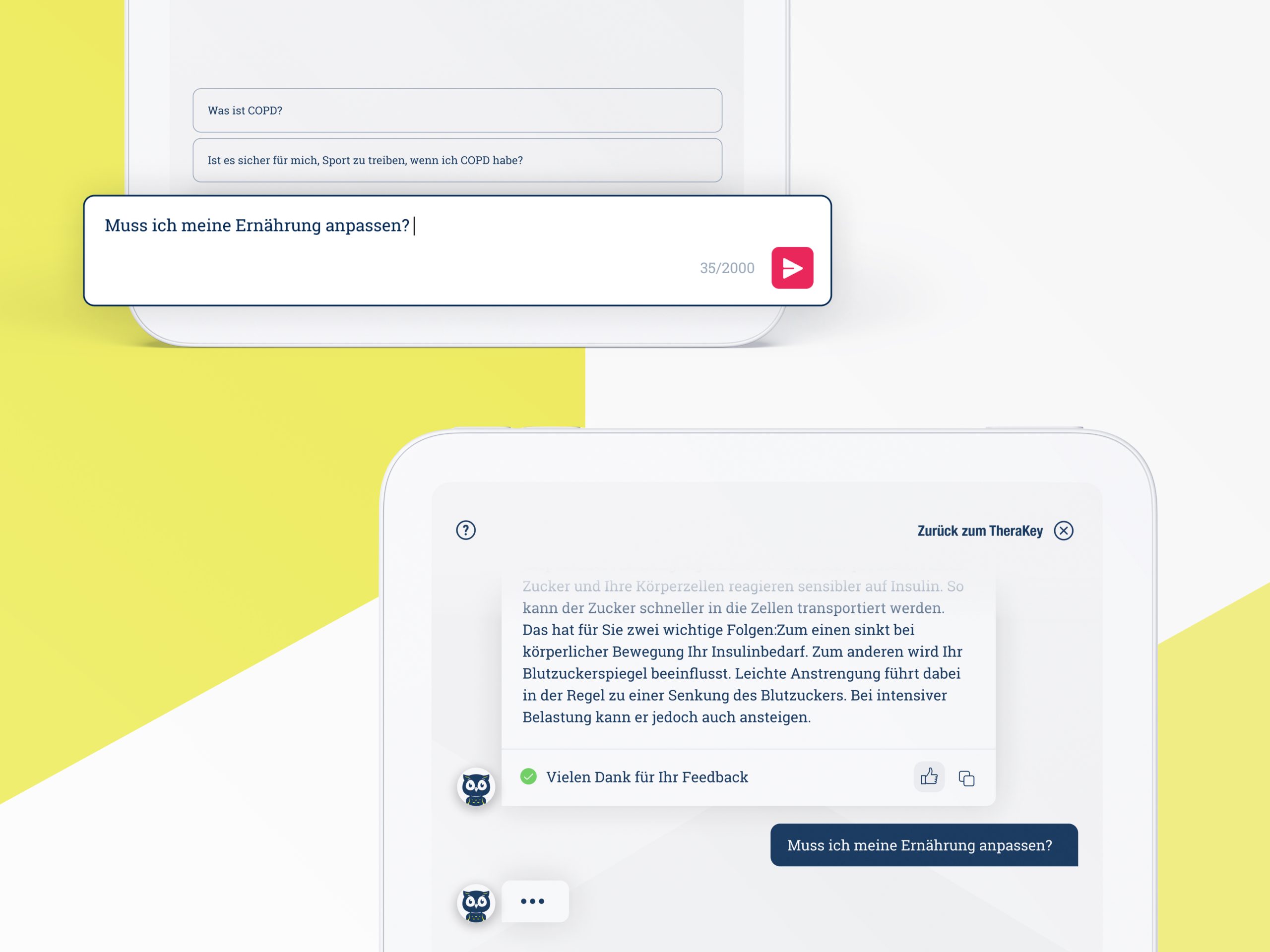 Bild zeigt die TheraKey-Website mit integrierter Chat-Funktion
