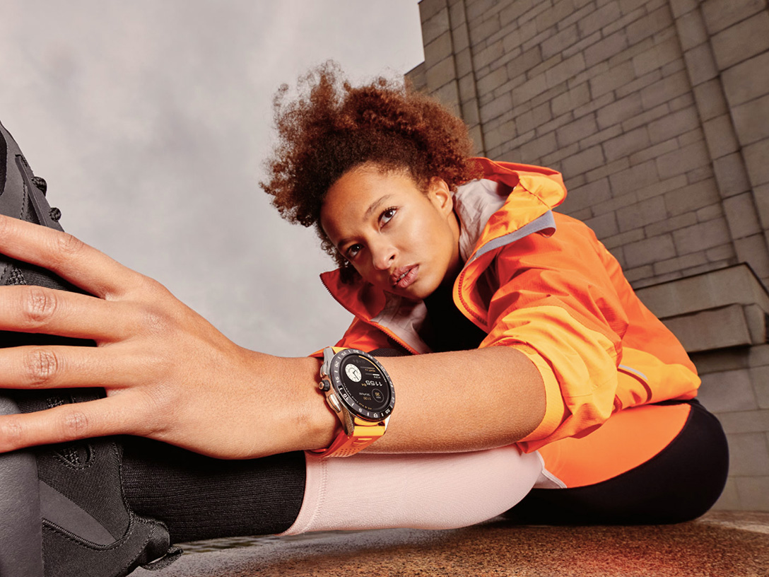 Woman doing sports and wearing a Tag Heuer watch