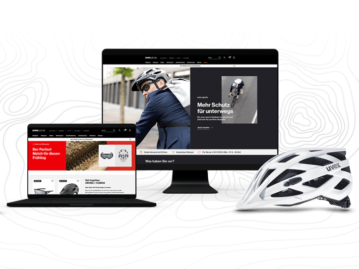 Die uvex group Website auf drei screens